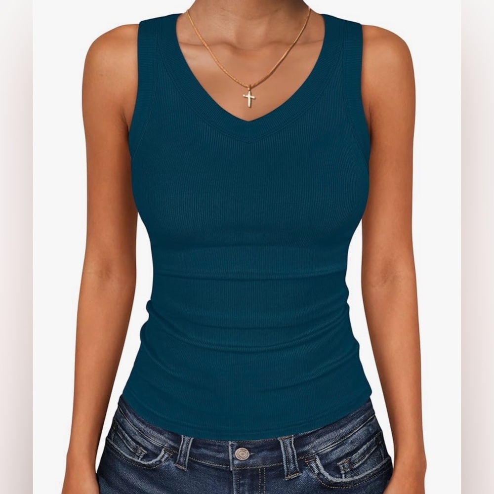 NWT Anrabess V-Neck Ribbed Knit Tank Top - Picture 15 of 16